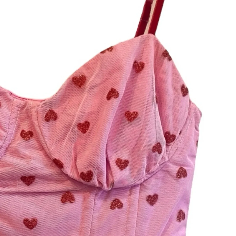 Betsey Johnson Pink Midi Dress with Red Heart Print - Picture 6 of 13